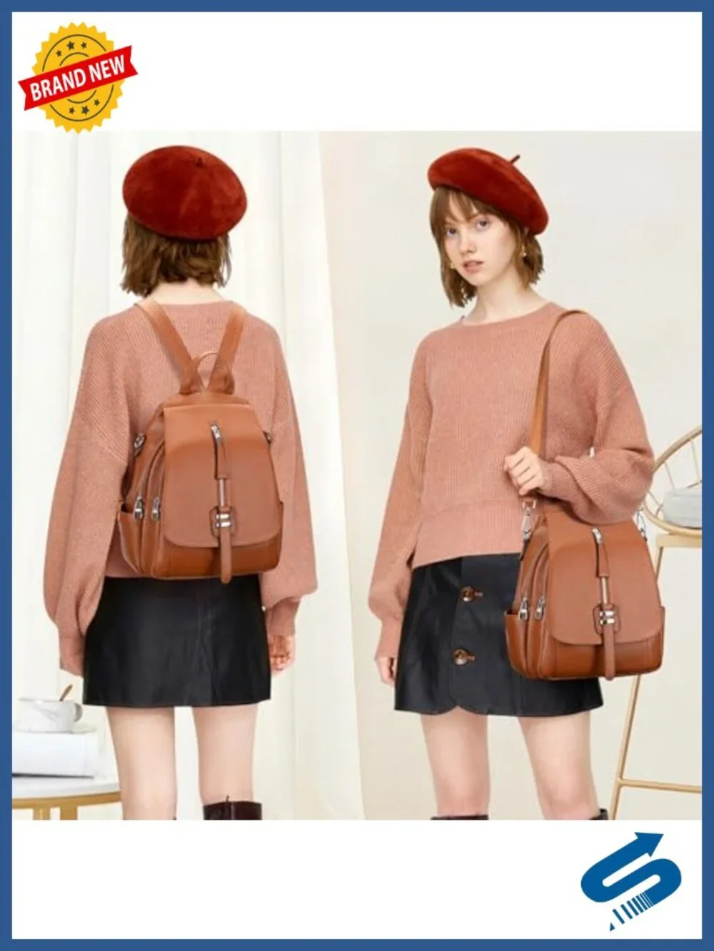 Genuine Leather Backpack for Women Convertible 3 in 1 Carry Bag Fits 9.7